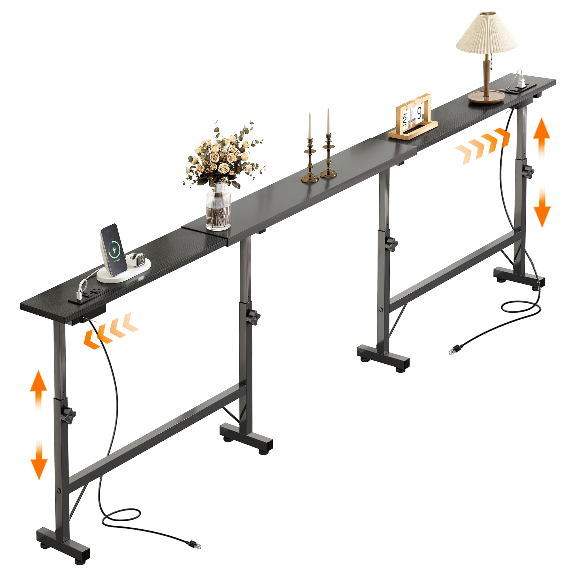 Photo 1 of Lanynne Adjustable Sofa Table, 78"-106"W x 5.9"D, Black