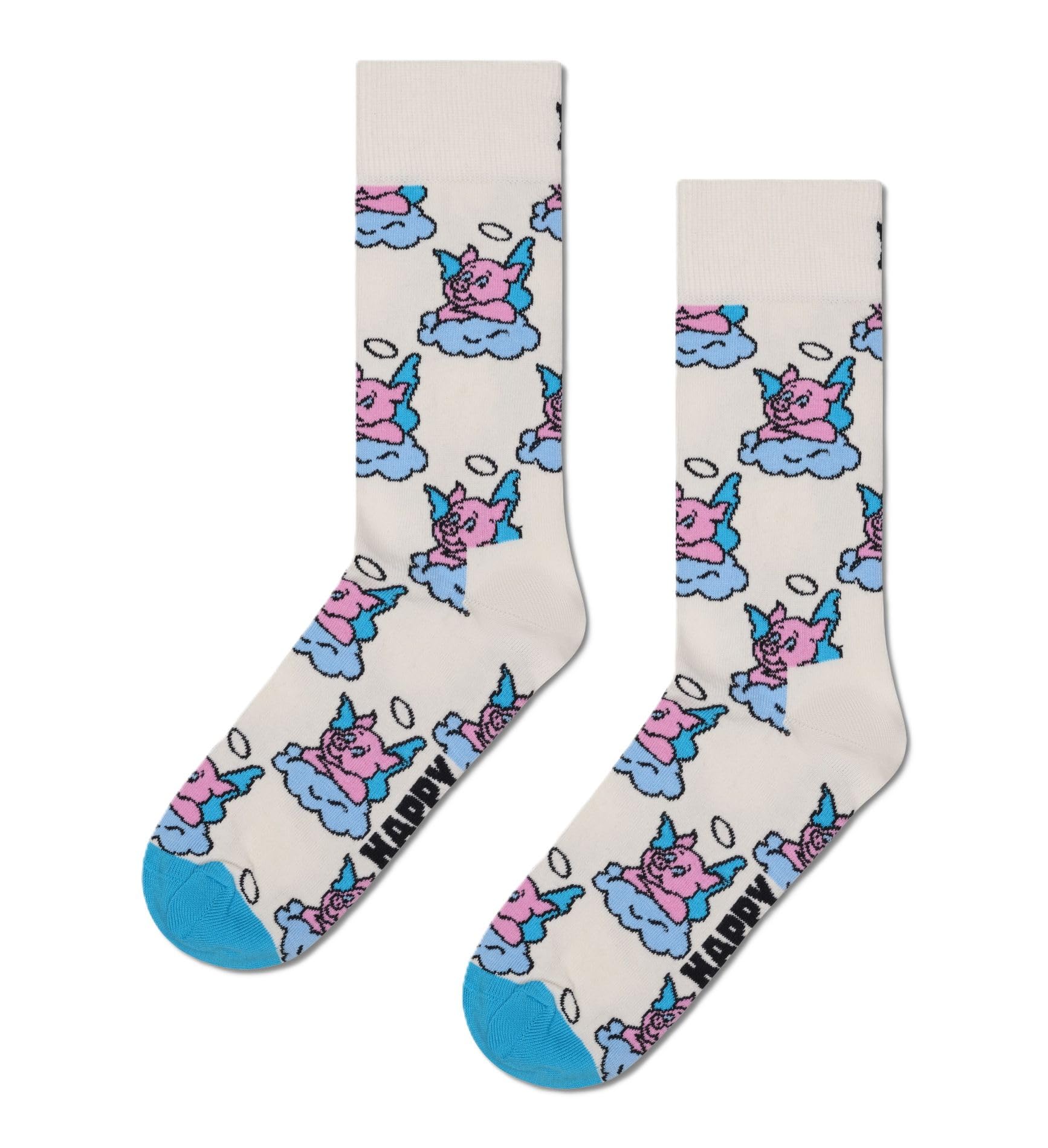 Happy Socks 2-Pack Good Bad Pig Socks Gift Set, White, 41-46