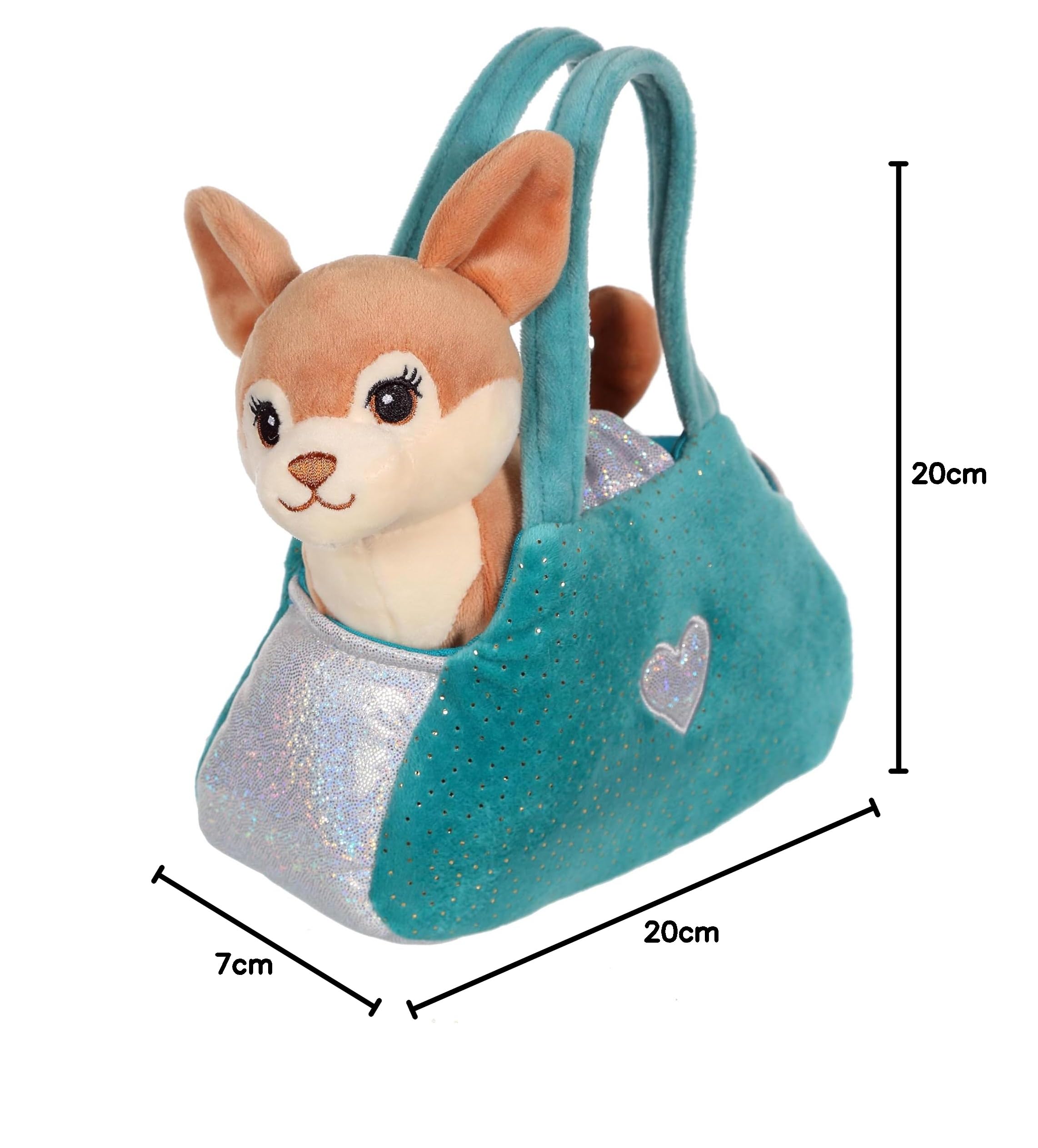Gipsy Toys - Peluche Sweety Bag Chihuahua marrón - Bolsa Verde - 18 CM