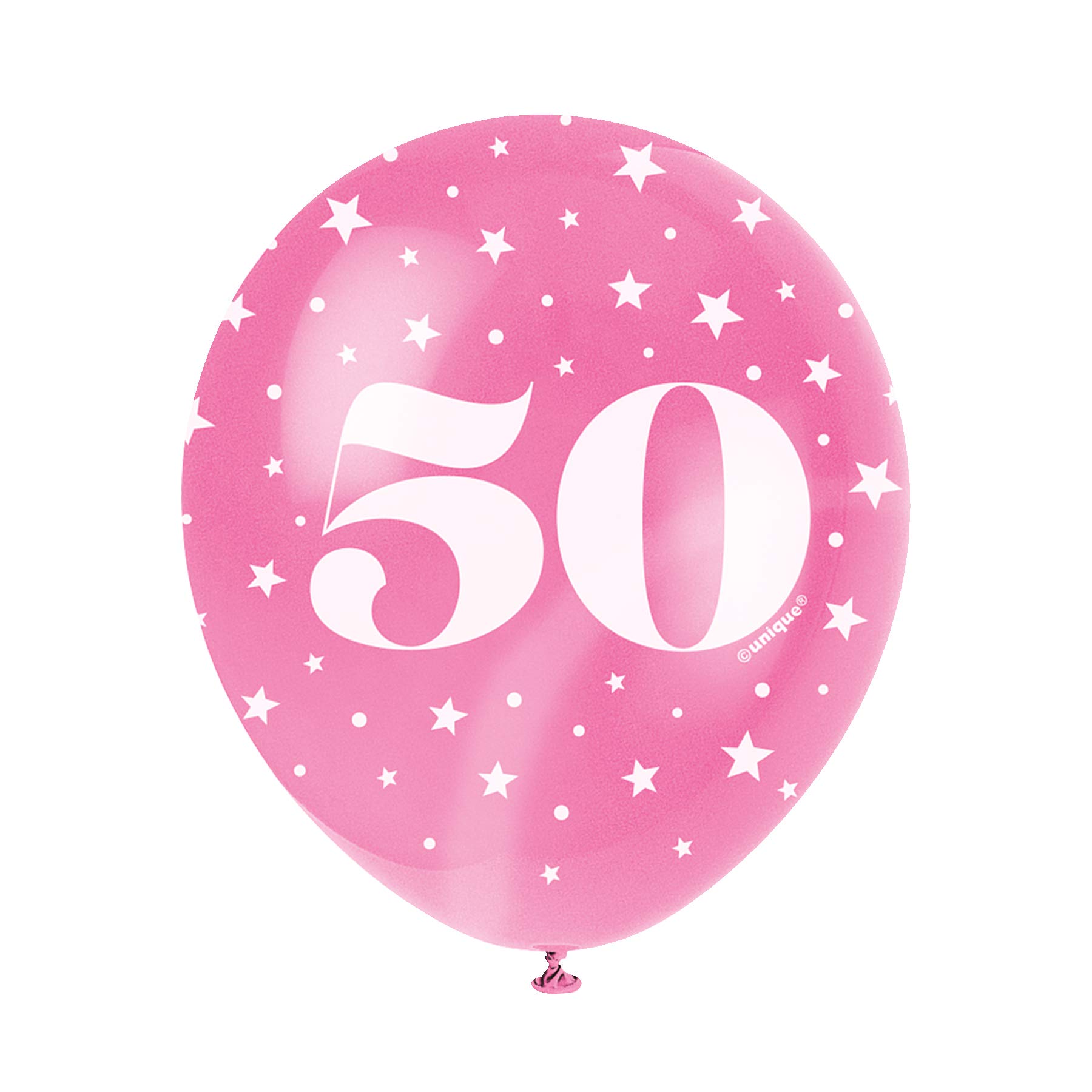 Pack of 5 Number 50 12"" Latex Balloons - Numbered Colourful Birthday Balloons