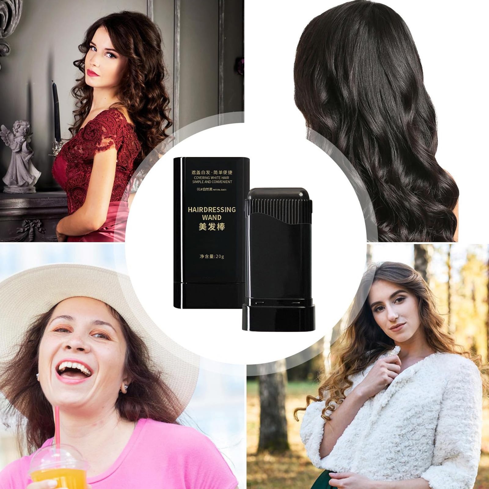 Stylo Camouflage Cheveux Blancs – Application Rapide – Couvre Instantanément – Sans Marque