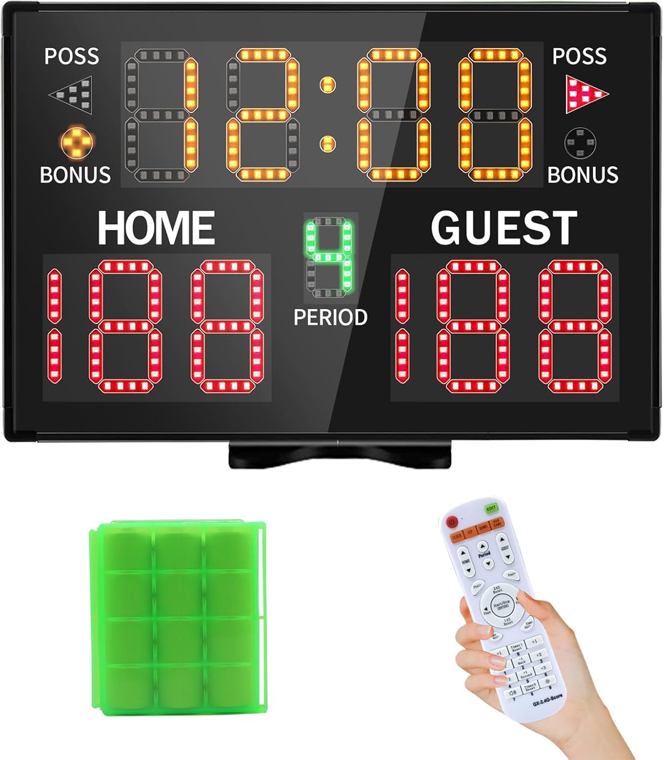 LUCKY TIME Tabellone segnapunti elettronico di pallacanestro con cicalino, tabellone segnapunti digitale alimentato a batteria con telecomando, segnapunti portatile utilizzato per pallacanestro
