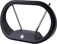GE Modern Loop Rabbit Ears Indoor TV Antenna - 4K 1080p UHD, 30-Mile Range VHF/UHF, Tabletop HDTV for Smart TVs, Black