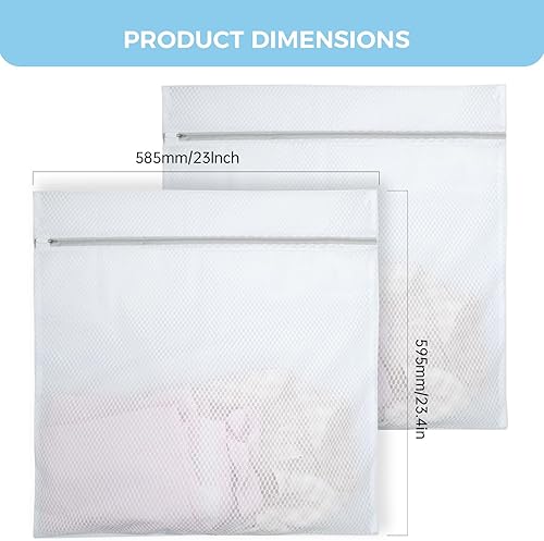 Miniatura 2 de (2 unidades) Bolsas grandes de malla de panal de 24 x 24 pulgadas, delicadas, lencería, brasier, lavado de ropa, bolsas de malla duraderas para