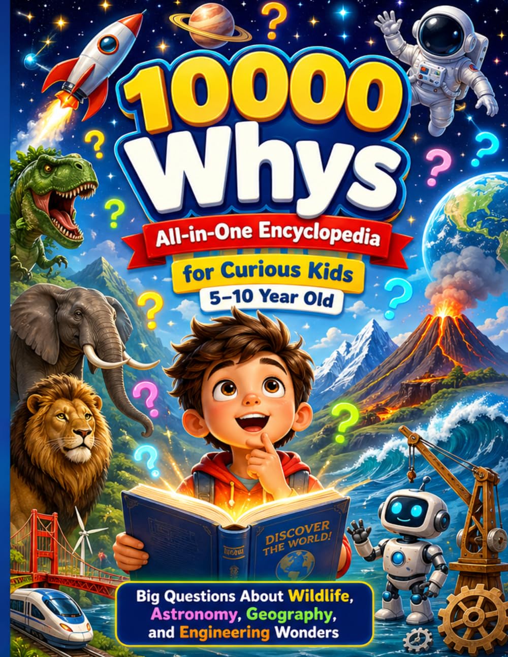 10000 Whys All-in-One Encyclopedia for Curious Kids 5–10 Year Old: Big Questions About Wildlife, Astronomy, Geography, and Engineering Wonders