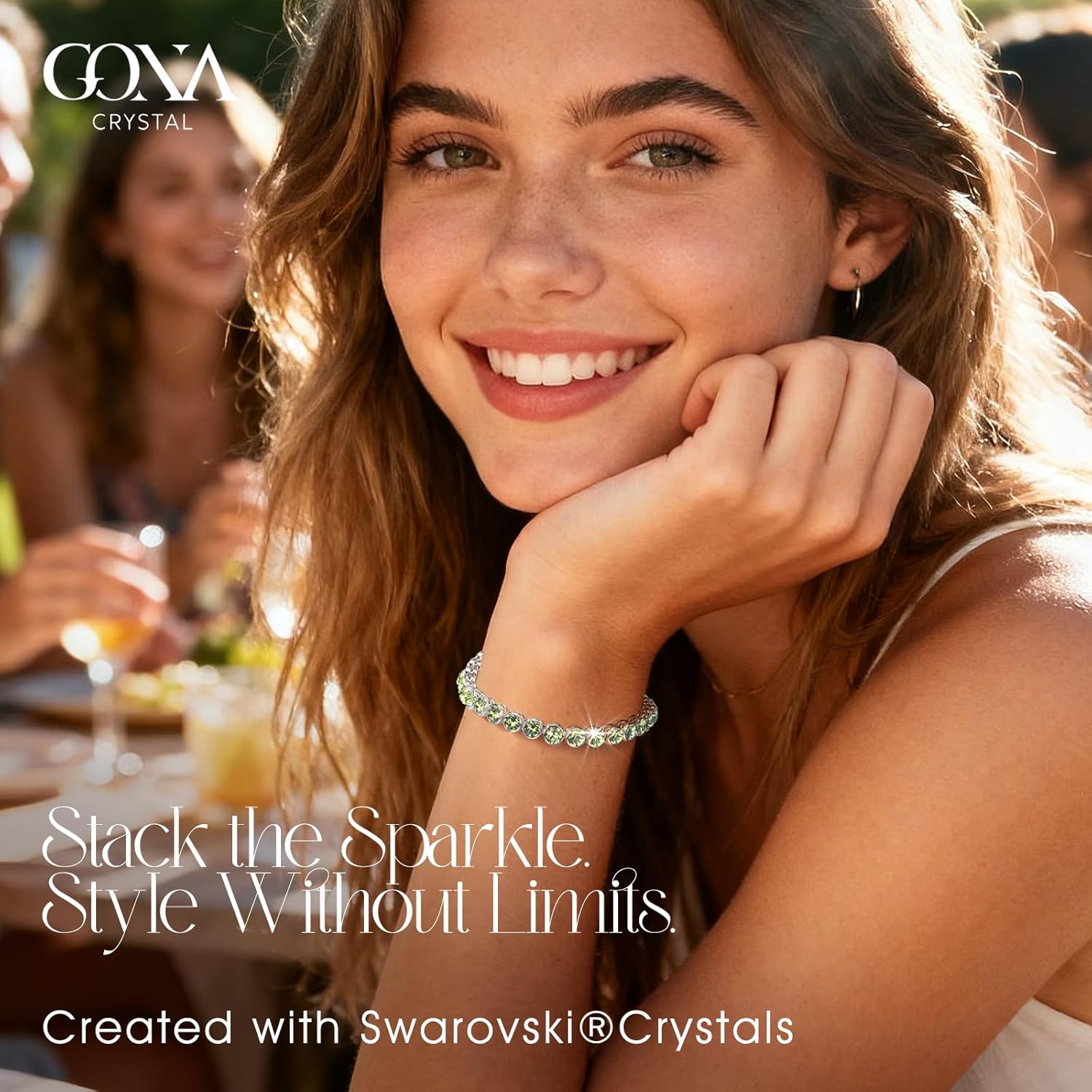 Birthstone Tennis Bracelet for Women – 14K Gold Plated Adjustable 6-7.5 Inch with Genuine Swarovski® Crystals, Hypoallergenic Handmade Jewelry Gift for Birthday, Wedding, Anniversary and Christmas - Image 4