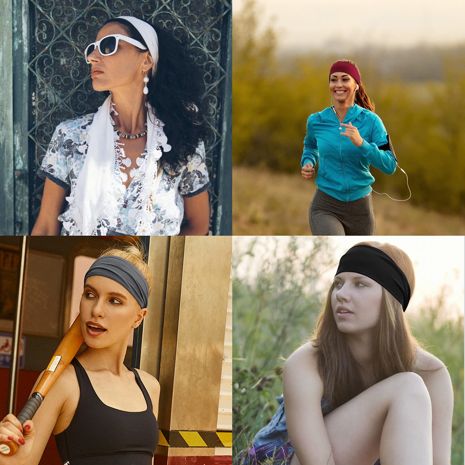 DRESHOW 6 Stück Damen Stirnband Kopfband Haarband Turban Elastische Stirnband Haarschmuck für Mädchen Alltag Yoga Sport Fitness