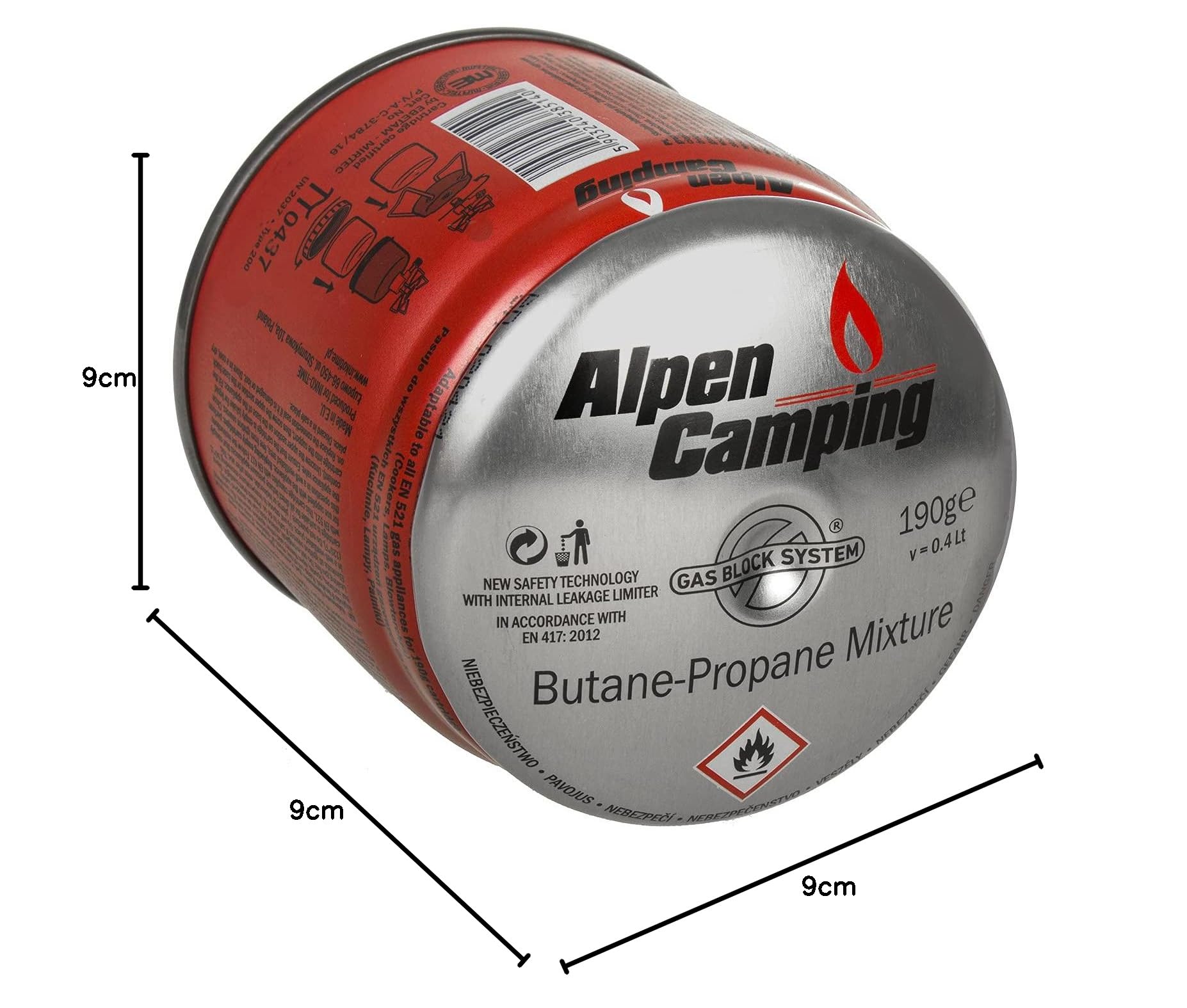 Alpen Camping 48x 400 ml 190g Gaskartusche Propan-Butan Stechkartusche für Gaskocher Campingkocher Bunsenbrenner Lötbrenner EN417 Gas Block System (48 Stück)