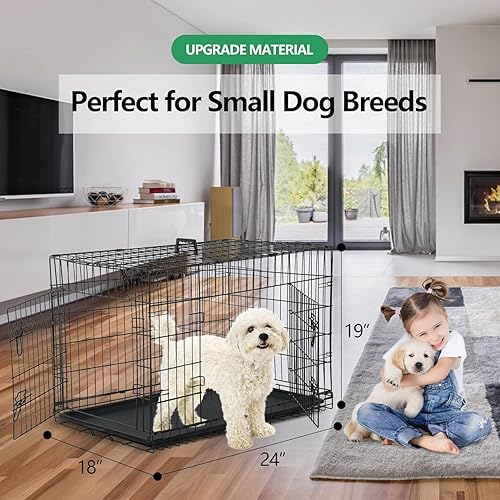 Miniatura 30 de Jaula para perros extra grande de 48 pulgadas, diseño de doble puerta a prueba de fugas con panel divisor, plegable con bandeja extraíble, uso
