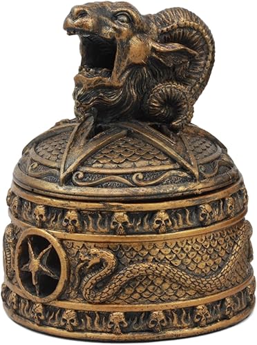 Ebros Sabbatic Goat Baphomet Pentagram Fumar Backflow Incienso Cono Quemador Estatua Baphomet Secreto Decorativo Joyero Estatua Oculta