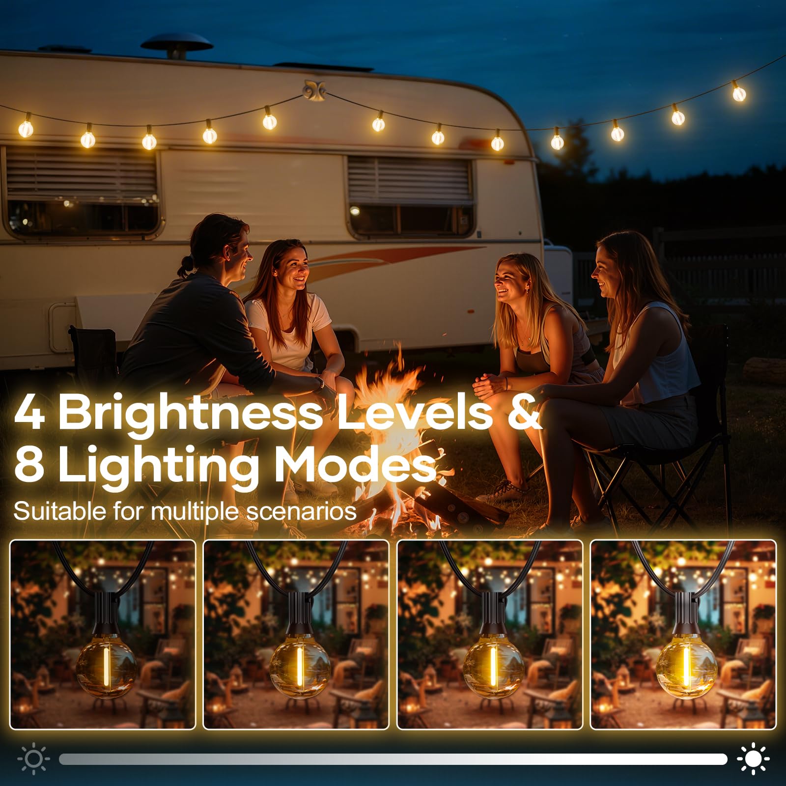 Hoteril Catena Luci da Esterno Giardino-30M, G40 Catena Luminosa Esterno: 42+2 Lampadine, Temperatura Colore 2200K, Alimentazione a Spina, Ideale per Pergolato da Giardini, Gazebo, Balcone, Campeggio