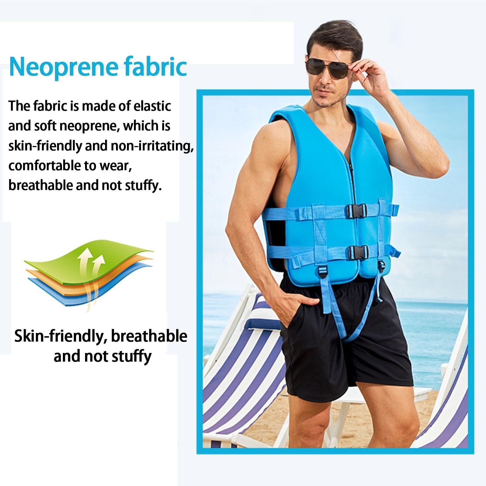 Giacca da Surf in Neoprene Regolabile for Kayak da Pesca in Barca | Giacca da Surf in Neoprene Regolabile con Cinturino Anti-ribaltamento for Gli Sport con Pagaia da Pesca in Kayak