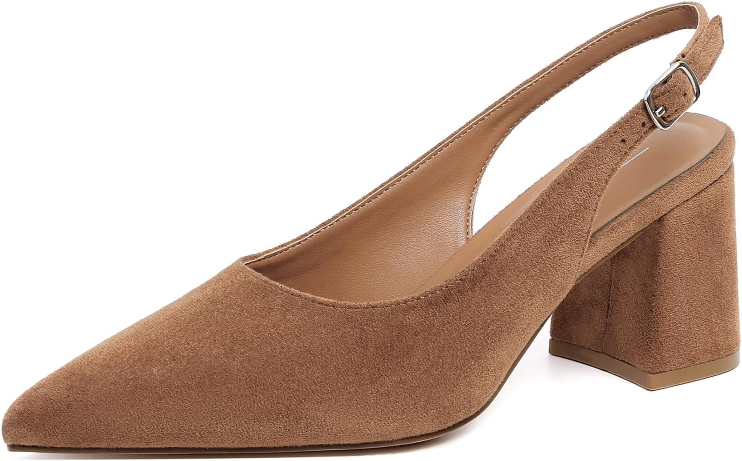 Mostrin Block Slingback Heels for Women Pointed Closed Toe Chunky Heels Office Work Shoes Women's Pumps for Business Casual
