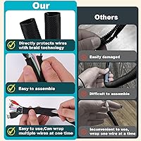 Vista 7 de BUSOHA Cubiertas de alambre: funda flexible de gestión de cables de 13 pies y 1.2 pulgadas para mascotas, protectores de cable sin masticar