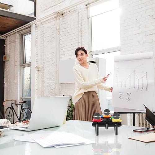 Miniatura 6 de jojofuny Soporte de micrófono múltiple para 7 micrófonos, soporte de escritorio para 7 micrófonos inalámbricos o con cable, soporte de micrófono