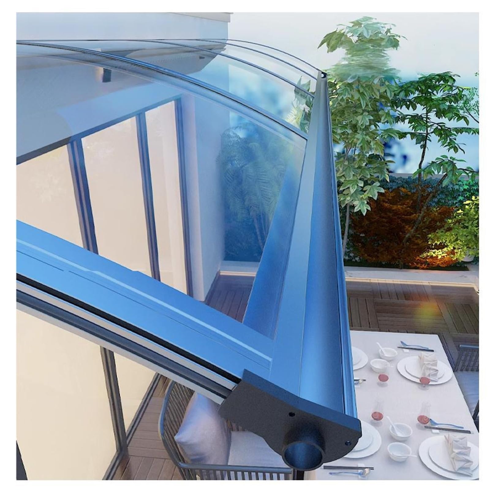 GJZQDKX Arcade Clear Canopy Aluminum Alloy Door Awning Polycarbonate Rain & Sun Protection Outdoor Shelter for Sink 80x60cm/32x24in Weather Resistant Cover