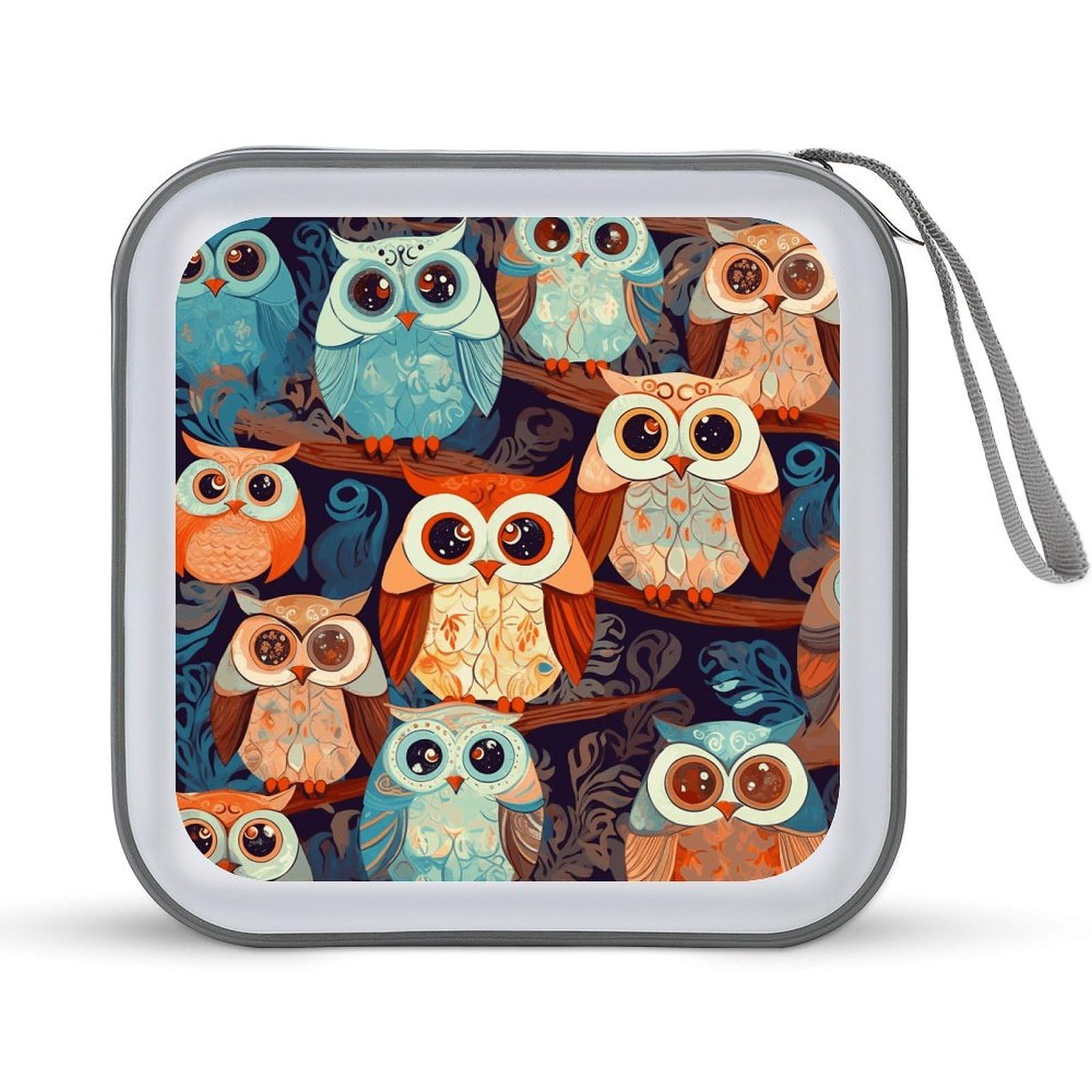 VstaDank Anime Owl CD Case DVD Holder Storage Portable Carrying Binder Holder Wallet Large Storage Disc Wallet Bag Hard Plastic DVD Disc Case Large Media Binder 40 Capacity