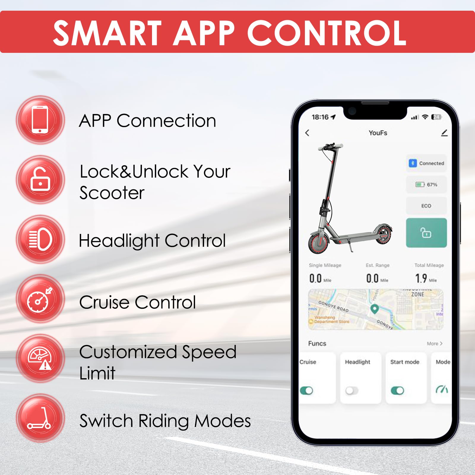 Patinete Eléctrico 350W/500W 25 km/h 35-48 km Autonomía 8.5"-10" Neumáticos Adultos Dual Frenado App