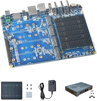 FriendlyELEC CM3588 NAS Kit Network Storage Module, Up to 4GB RAM,16GB LPDDR4X Single Board Computer,RK3588 ARM OMV,Support 4X NVMe SSD for Home Cloud Server Case Kit, 4+64GB
