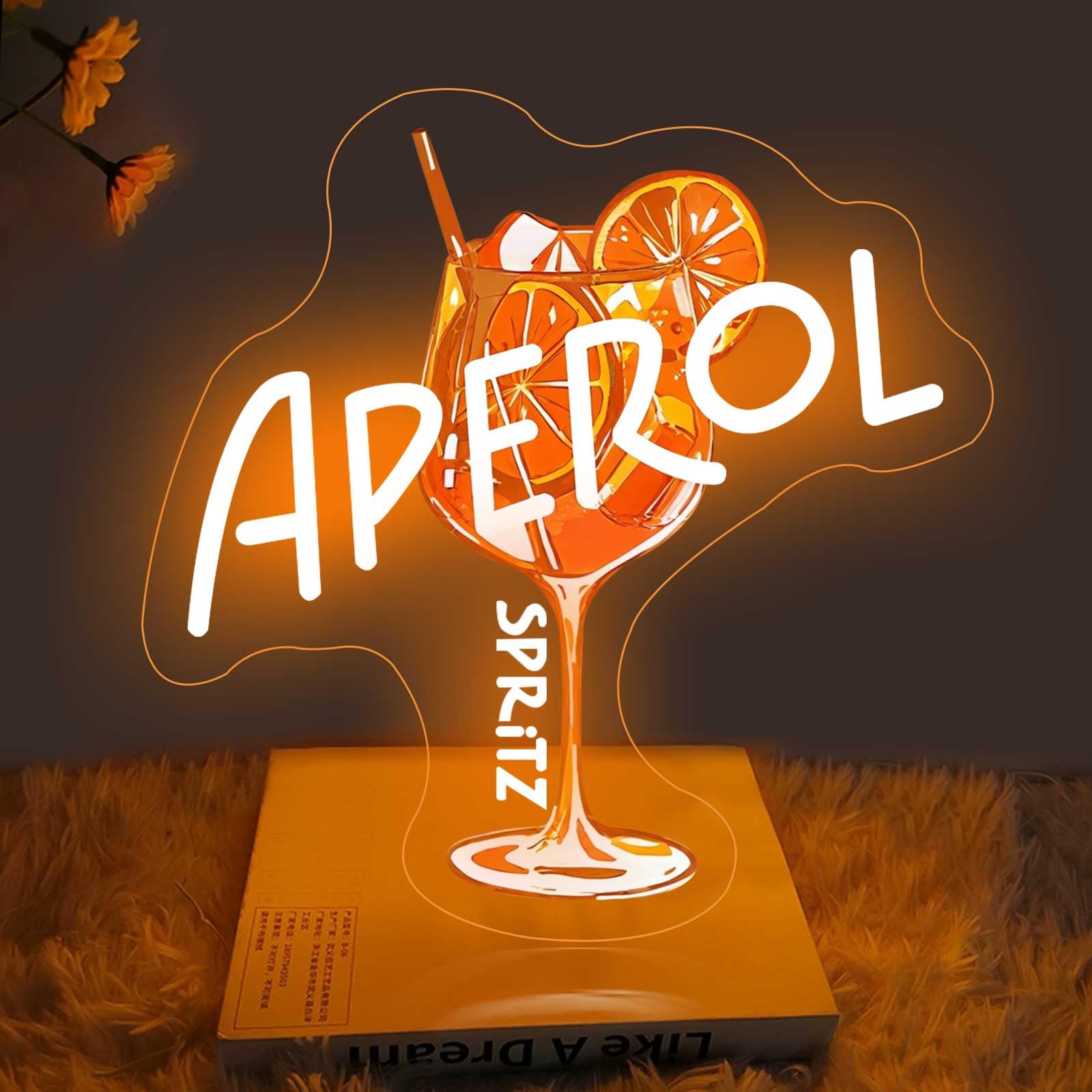 Aperol Spritz Neon Signs for Wall Decor Orange Cocktail LED Light Up Sign for Home Bar, Kitchen, Man Cave, Bedroom, Pub, Party, Lounge Decor — image 1