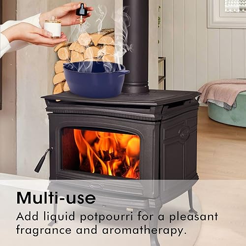 Miniatura 6 de Vaporizador de estufa de leña, humidificador de hierro fundido para estufa, decoración de interiores del hogar, acabado negro mate, resistente a la