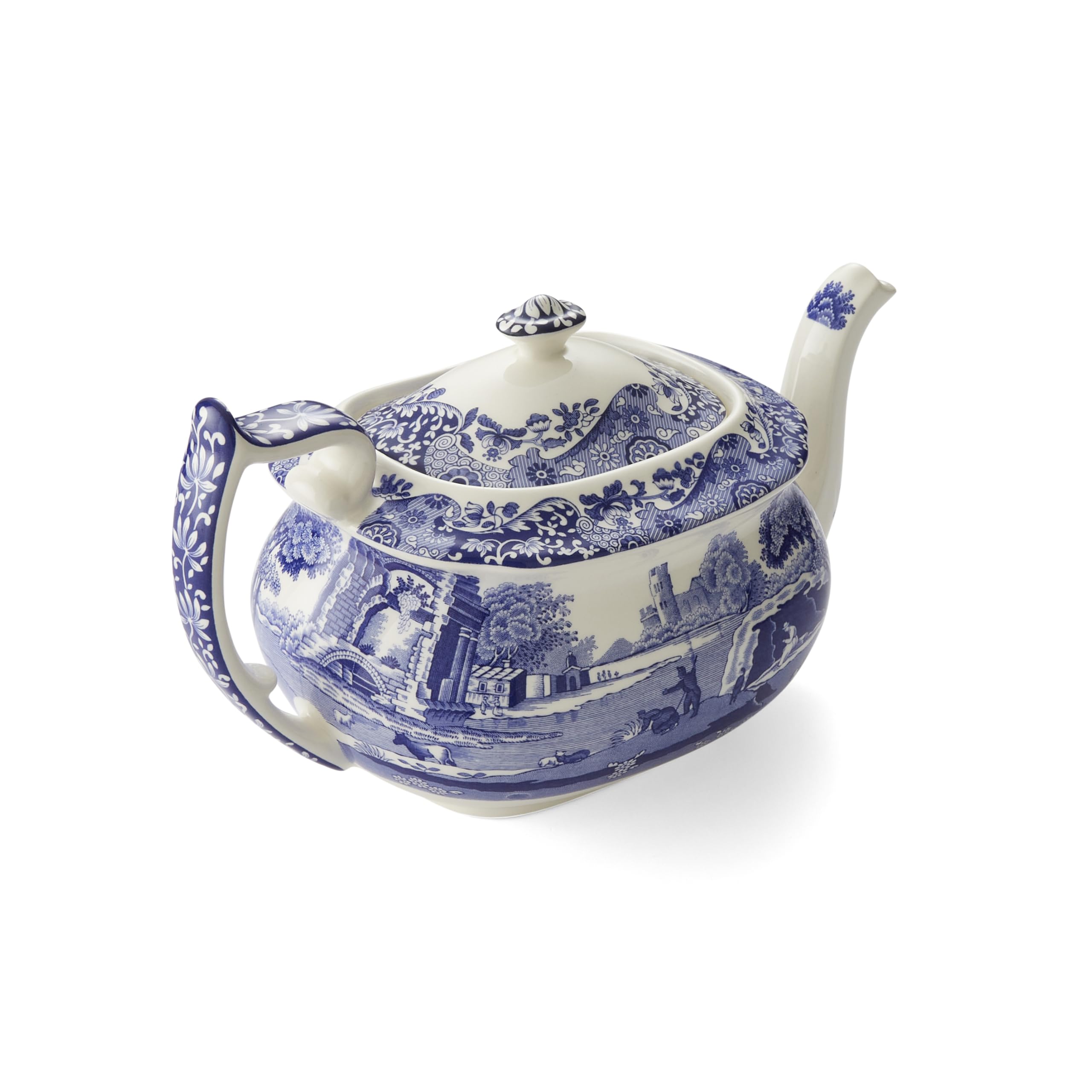 Spode x Blue Italian Signature Teapot - Classic Blue and White English Teapot Featuring The 18th Century Imari Oriental Border, Timeless Tableware Made in England