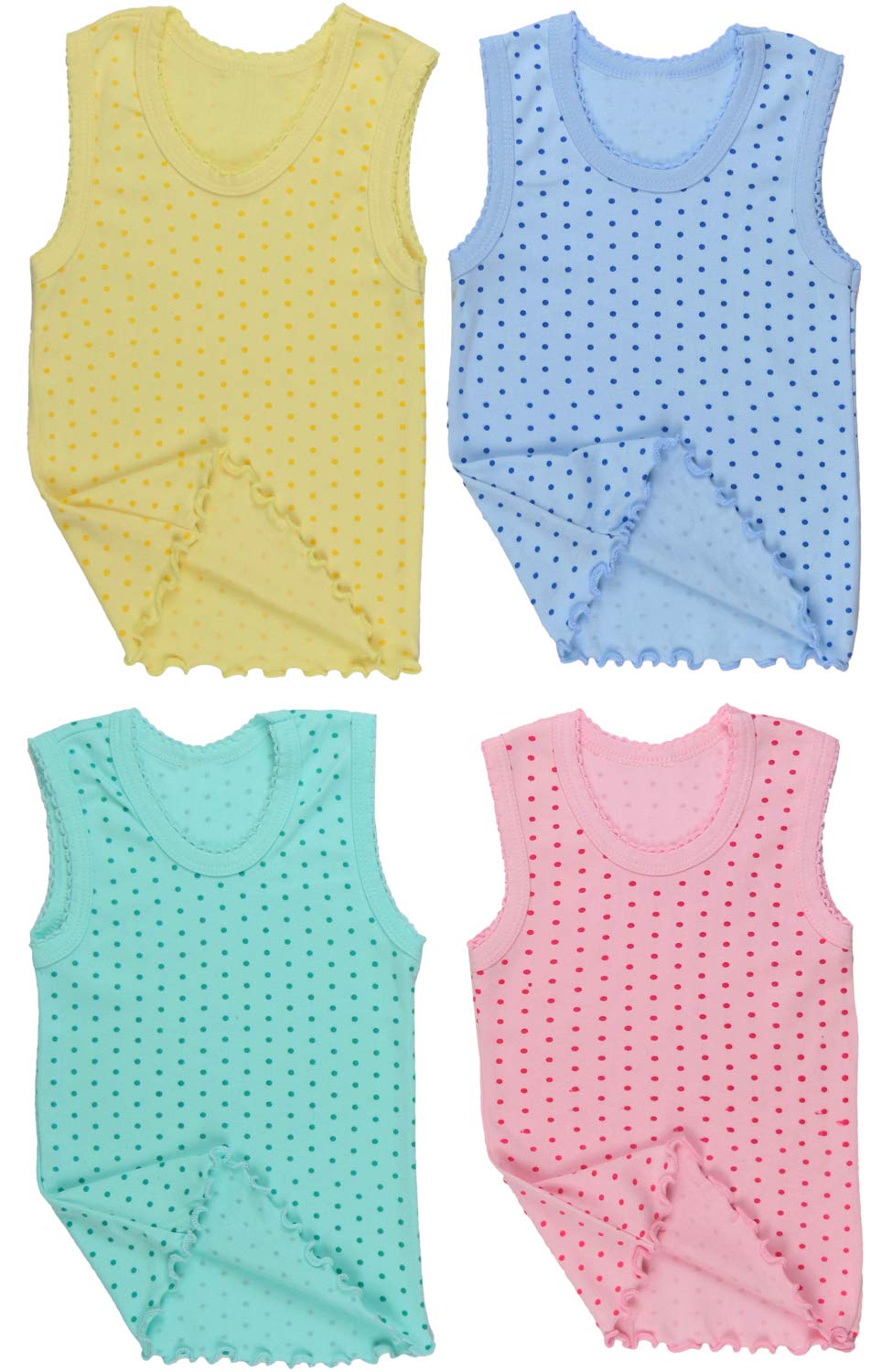 ToBeInStyle paquete de 4 camisetas sin mangas de algodón con volantes para niña - Amarillo - 4 años