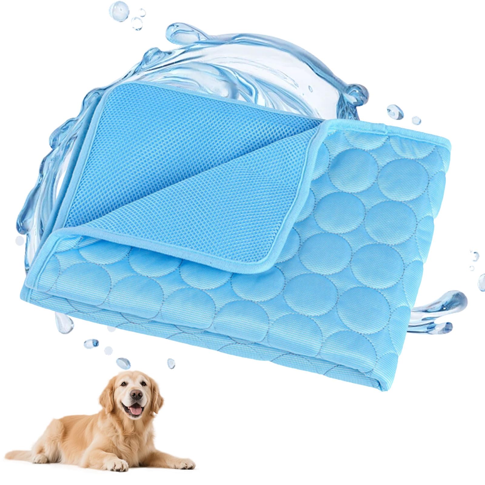 kyno Kovah Dog Cooling Mat, 3D Mesh Structure, Cooling Mat Dog Without Gel, Easy to Clean, Suitable for Indoor, Outdoor (Blue, XL，100x75cm)