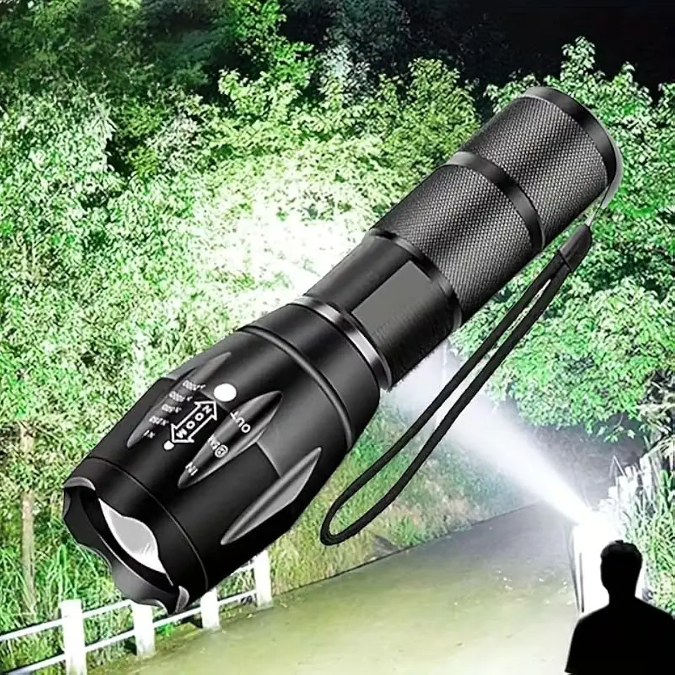 Bright LED Flashlight Portable Retractable Durable Handheld Flashlight with Textured Grip for Camping Hiking Outdoor Home Use (5W,Batteries Not Included)