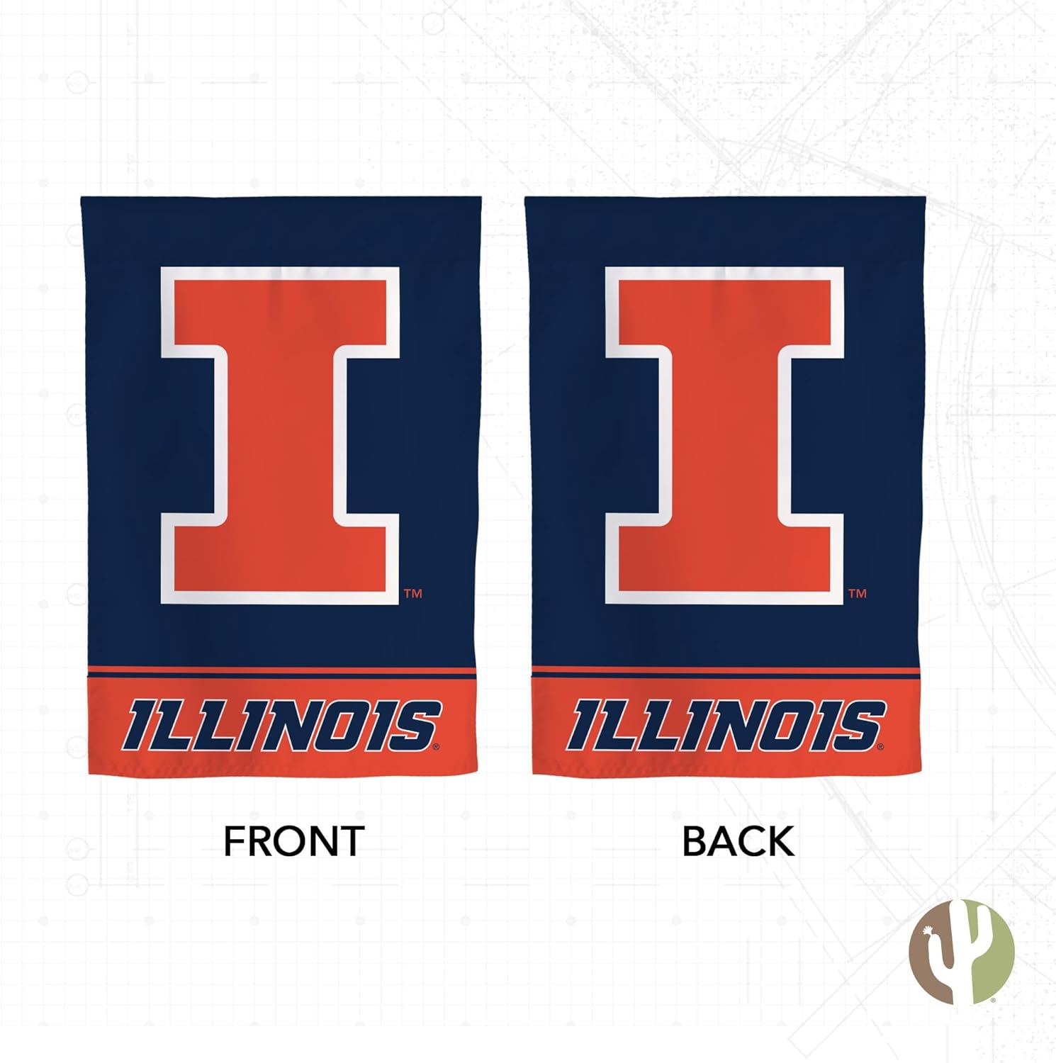 Desert Cactus University of Illinois UI Garden Flag – 19 x 12 inch Illinois Illini Banner, For Outdoor Display and Events (Design B) - Image 2