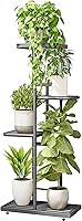 LINZINAR 4-Tier Corner Plant Stand Metal Shelf Indoor Outdoor for Patio Balcony Living Room Garden - Rust-Resistant Iron Rack Holds 5 Pots