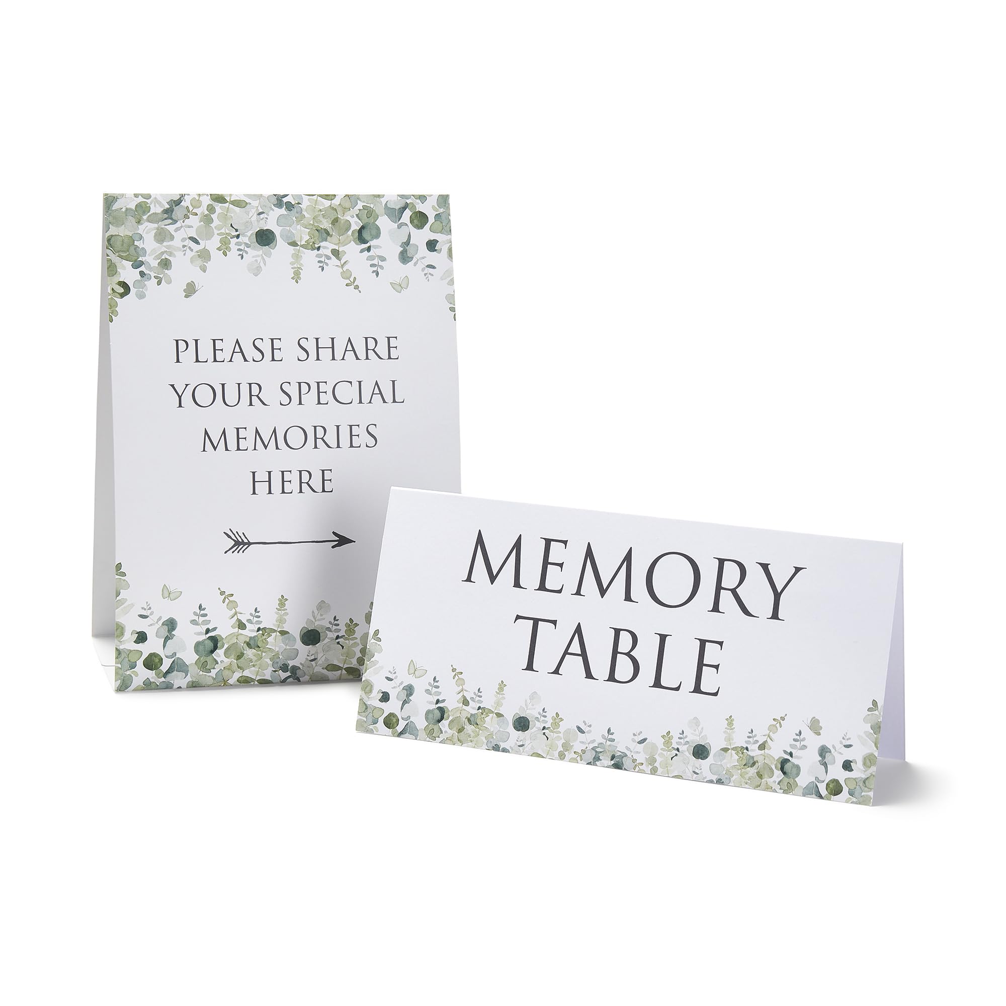 ANGEL & DOVE Set of 2 Eucalyptus Funeral Memory Table Signs