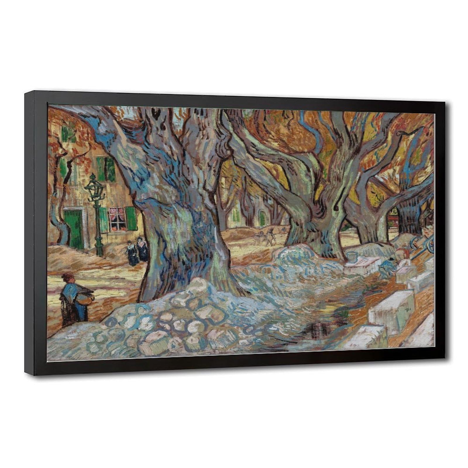 WCYB Stretched Canvas The Large Plane Trees Road Menders at Saint-rémy by Vincent Van Gogh Prints Posters Canvas Deco Paintings Wall Art For Office Living
