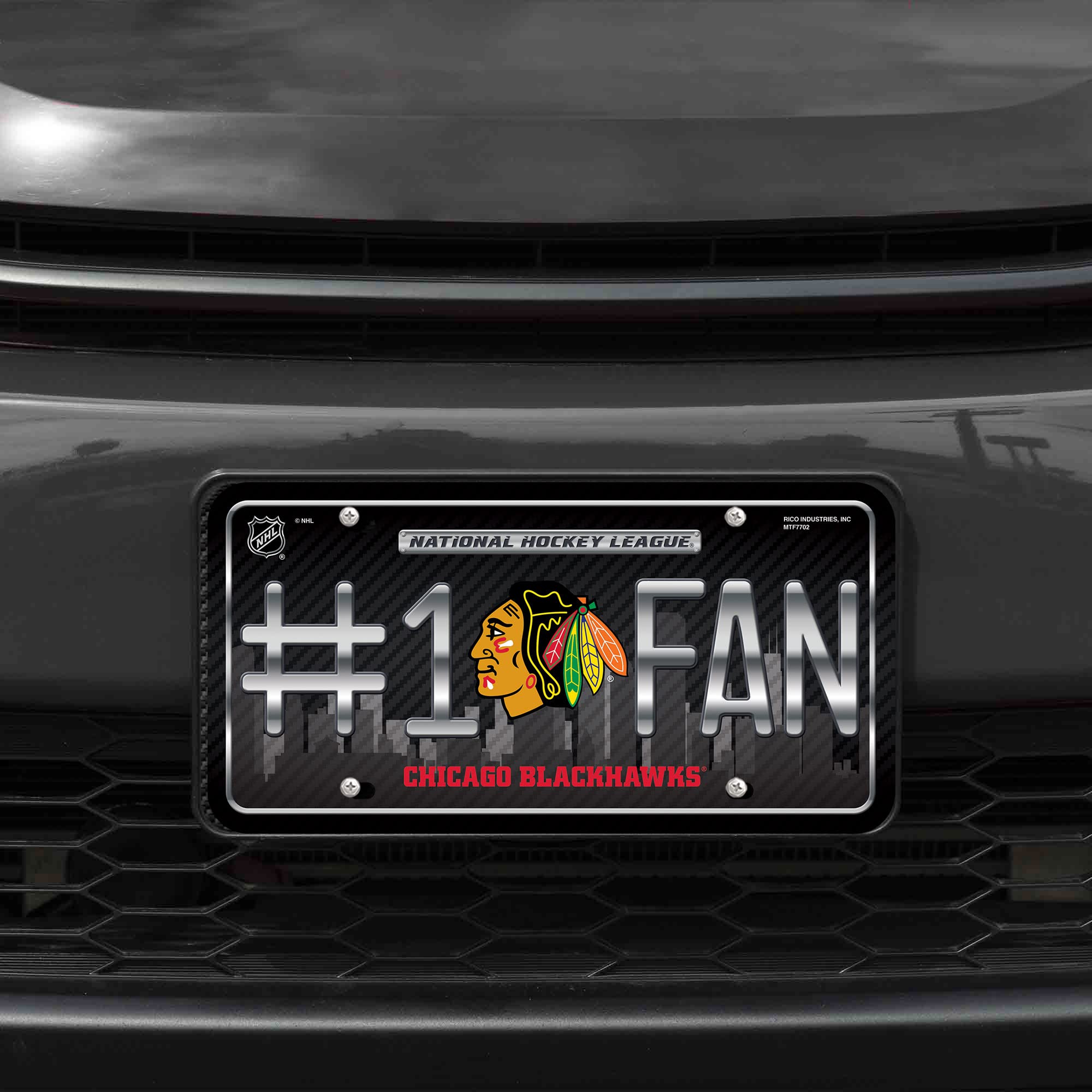 Rico Industries NHL Chicago Blackhawks #1 Fan Metal License Plate Tag