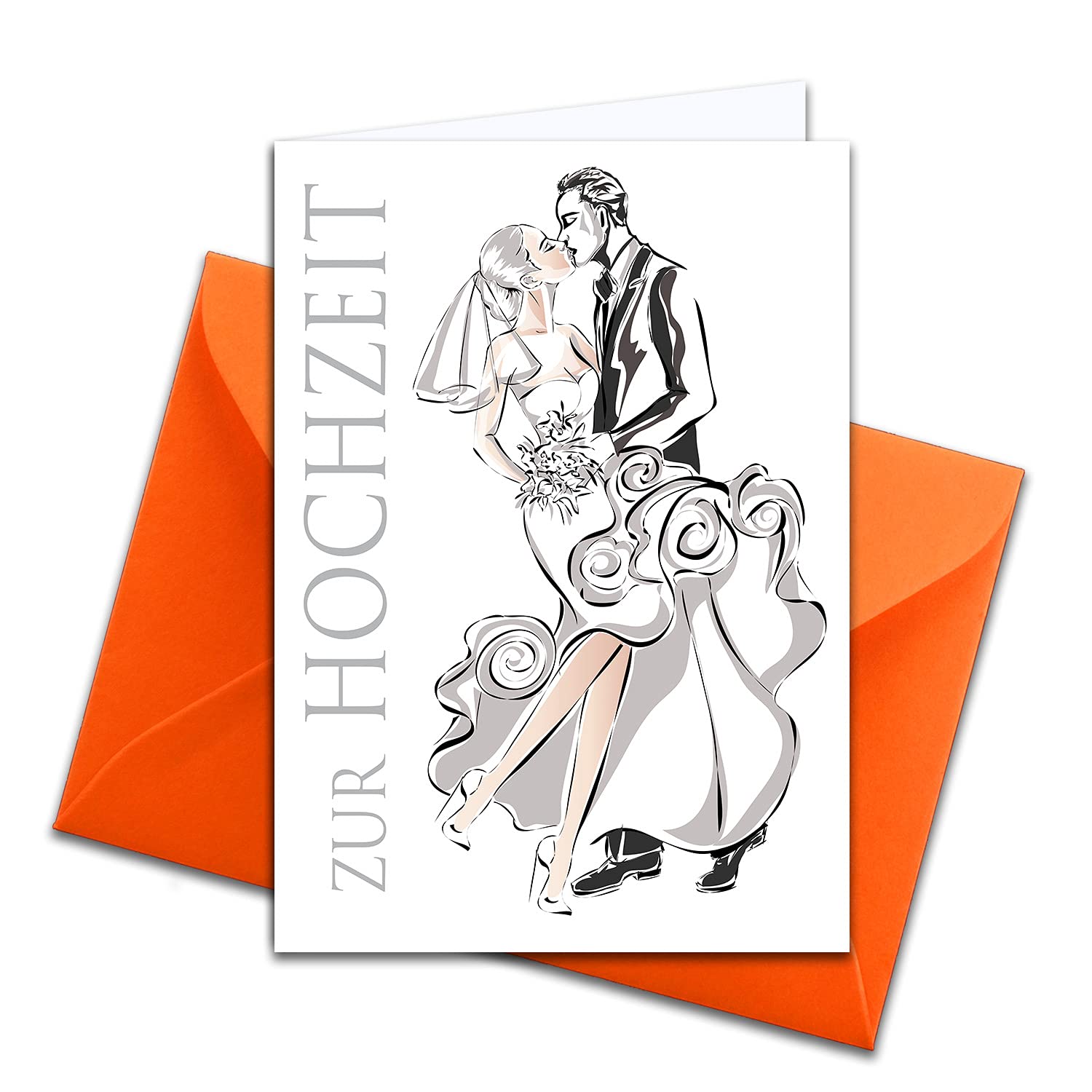 XXL wedding congratulations card, DIN A4 - large wedding card - 1 piece - Set including large envelope DIN C4 - kissing couple