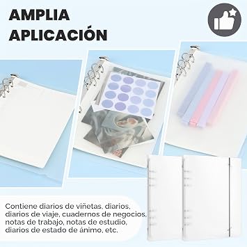 2 Pieces Folder Cover with 6 Holes A5 Transparent Plastic