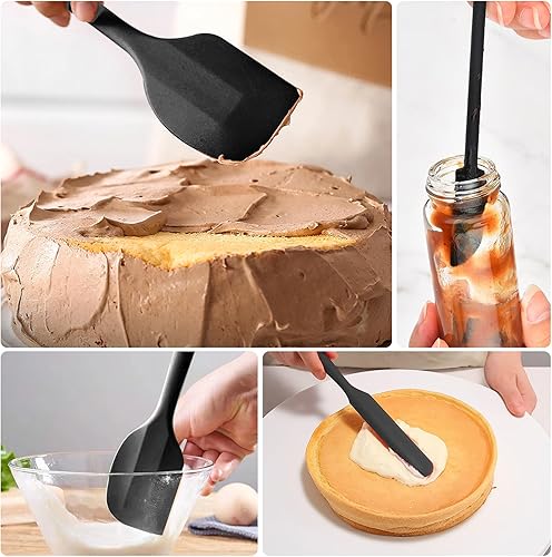 Miniatura 4 de Juego de 5 espátulas de silicona resistentes al calor, juego de espátulas de cocina negras aptas para lavavajillas para utensilios de cocina