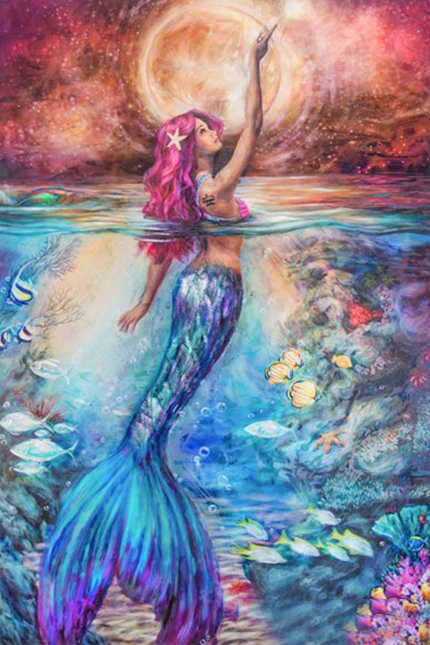 Shayee DIY 5D Diamond Painting Kit,Mermaid Rhinestone Embroidery Cross Stitch Arts Craft Canvas for Home Wall Decor Kids and Adults (30x40 cm)