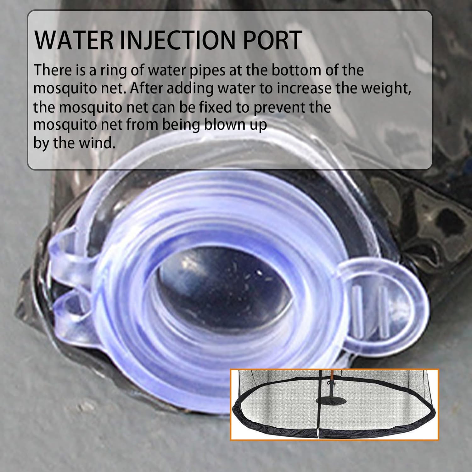 Outdoor Mosquito Net for Umbrella Windproof Large Mosquito Curtains Netting Portable Mesh with Zipper and Water Tubes at Base Fits 7.5ft-10ft Hanging Umbrellas Camping Patio