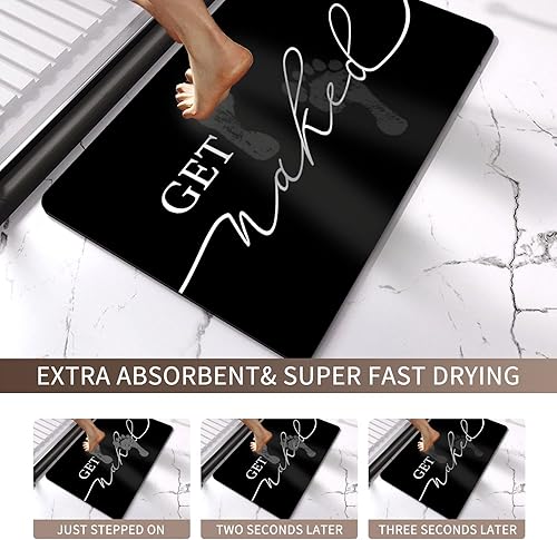 Miniatura 5 de MUGINYU Alfombra de baño negra de secado rápido, divertida alfombra de baño para colocar debajo de la puerta, absorbente y antideslizante para