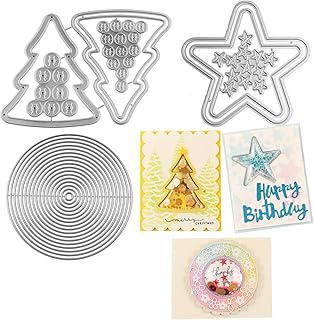 21Pcs/Set Circle, Star, Christmas Tree Dies Cutting for Paper Crafting Arts Metal Cutting Dies for DIY Scrapbooking Paper Card Stencil Die Cuts Moulds Handmade Crafts Scrapbook