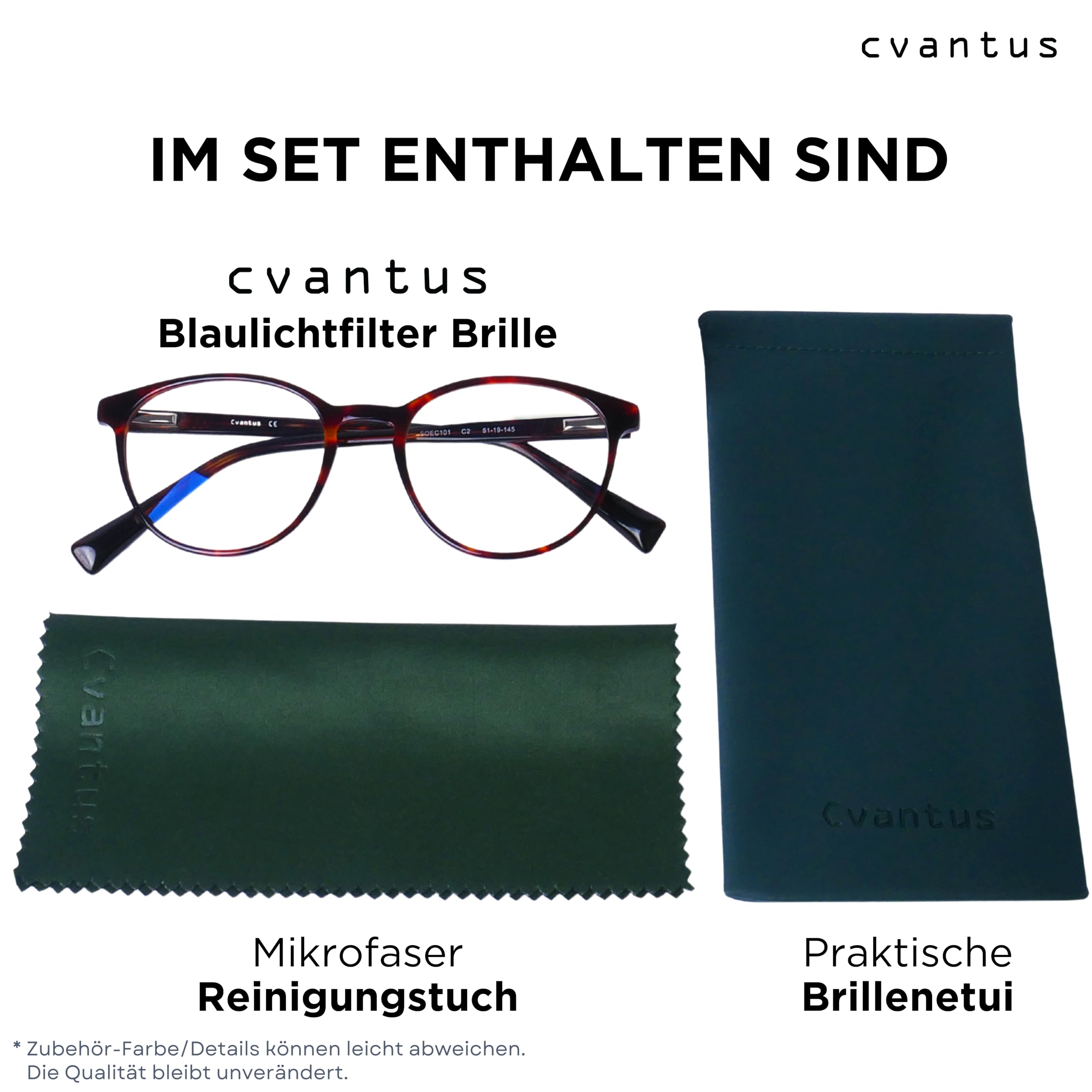 Cvantus Premium Blaulichtfilter Brille Herren & Damen | Blaulicht- und UV-Blocker, Antireflex, Antistatisch | Tortoiseshell Blaulichtfilter Brille Rund| Verschreibungsqualität - Gemacht von Optikern