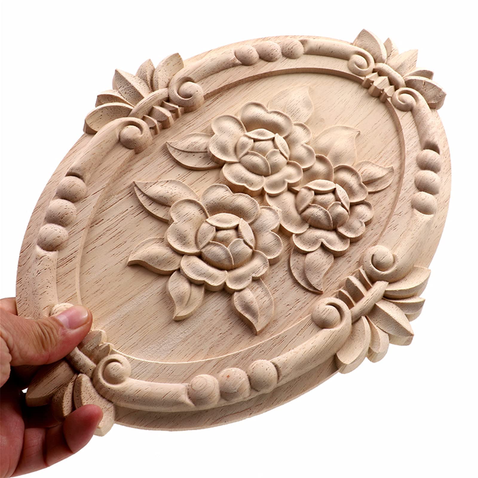 Wood Flower Carved Appliques – Set Of 20 Unpainted DIY Furniture Decals For Doors, Cabinets & More 5 thumbnail image
