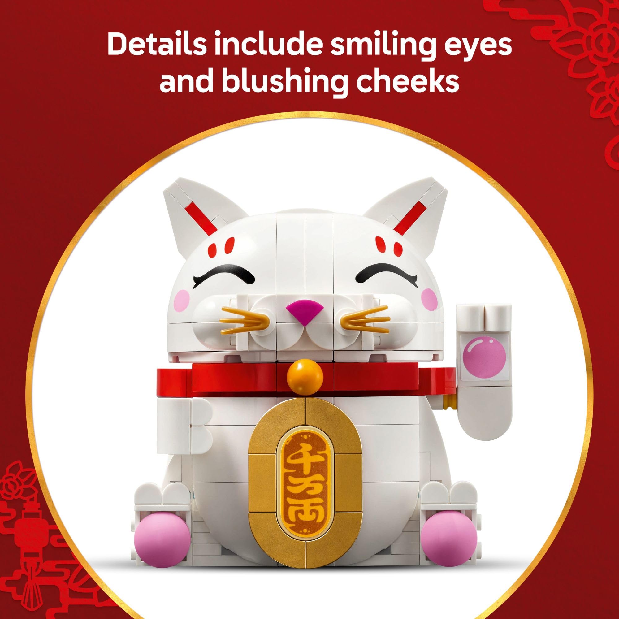 LEGO Lucky Cat Building Toy for Girls & Boys - Smiling Cat W/Waving Paw Function for Kids, Ages 9+ - Home Decor for Spring Festival & Chinese New Year Celebrations - Gift Idea for Birthdays - 40813