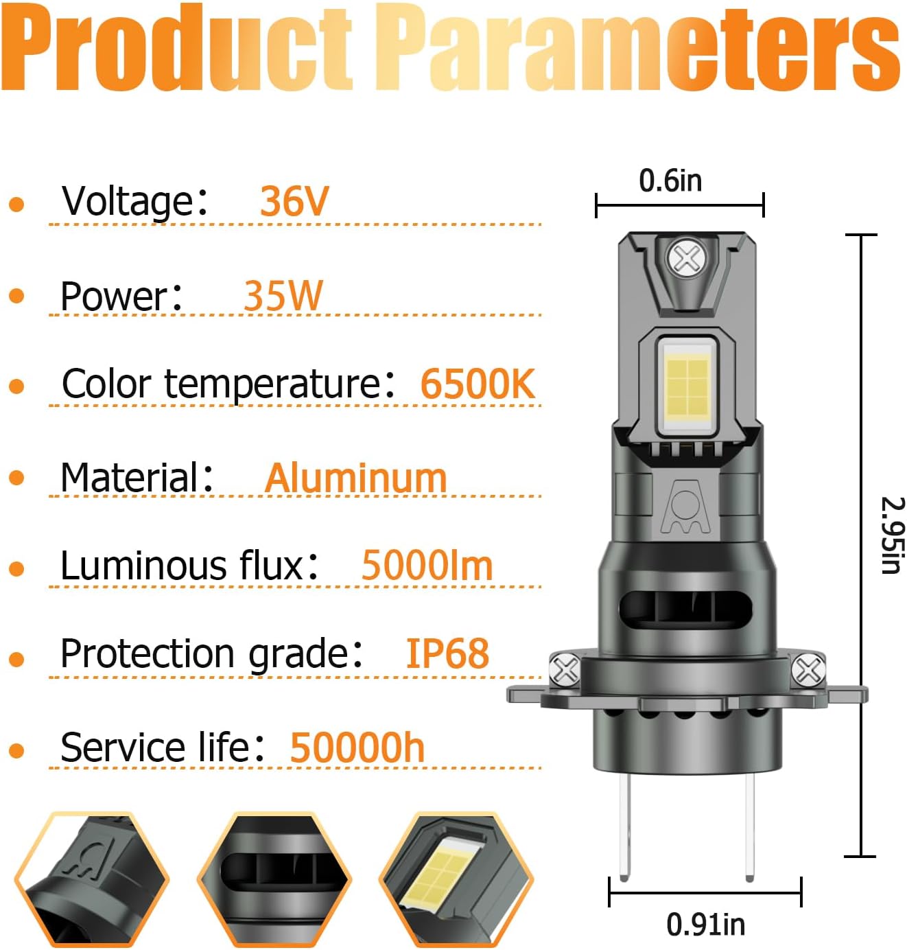 for Ford Fusion 2006-2018 Fog Lights Bulbs Combo, 6pcs Super Bright White Multi Beam Fog Lights Blubs Package, 1:1 as Stock Size, Plug and Play