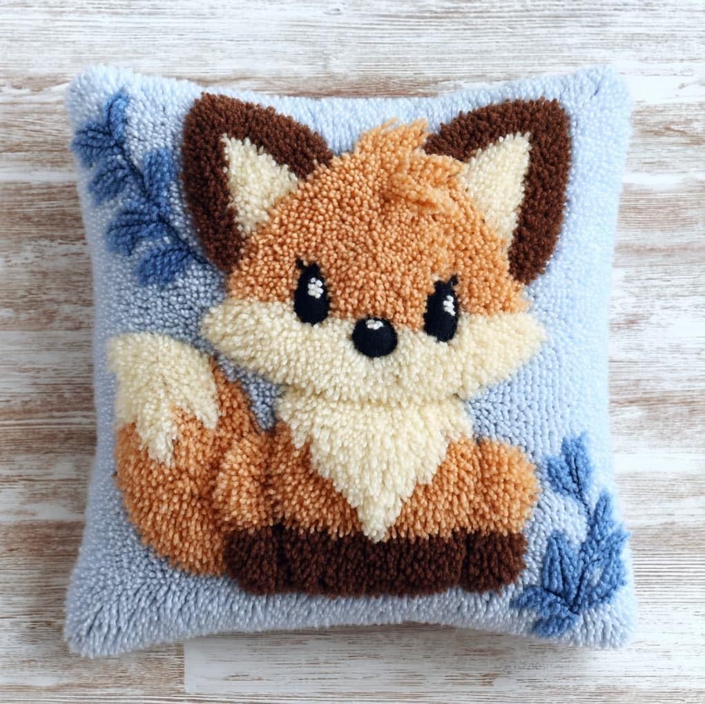 Wallustrioaw Animal Little Fox Latch Hook Kit For Cushion Making,