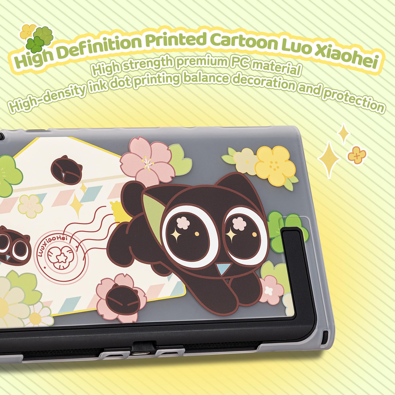 GeekShare Coque de protection rigide compatible avec Switch 2, Kawaii Cartoon Switch 2 Coque de protection compatible avec la station d'accueil, design anti-rayures et amortissant les chocs, message