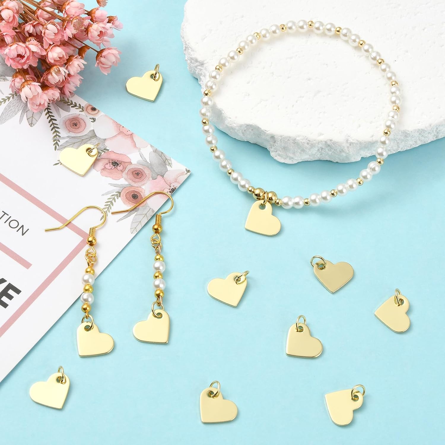 Heart Charms for Jewelry Making Gold Charms Pendants for Bracelet Necklace Earring Keychain DIY Supplies - Image 6