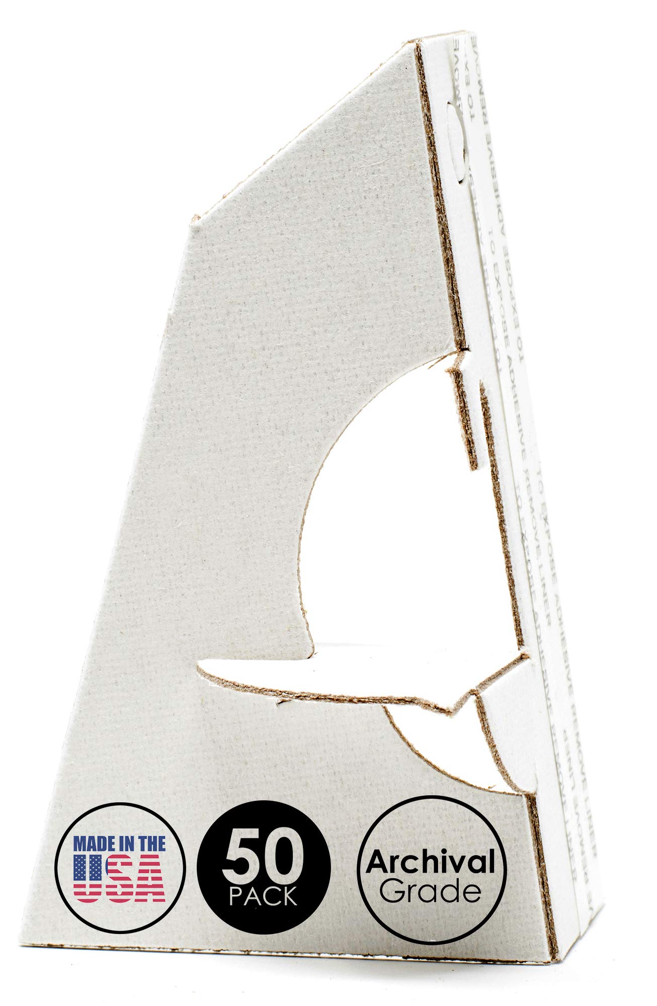 Golden State Art, 3 Inch Self Stick Easel Back, Cardboard Easel Stand, Single Wing, Archival Quality, Display Posters Pictures Brochures, Easy and Fast Application (Pack of 50) White, Made in USA