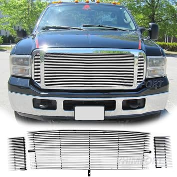 Chrome Main Upper Grille Fits 1999-2004 Ford F250/350/450/550/2000-2004 Excursion Solid Aluminum Billet Grill